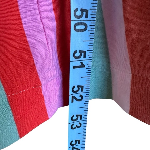 J Crew Size Medium Rainbow Stripe Long Maxi Dress Summer Cotton Knit AP172 - Picture 7 of 9